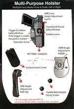 Orpaz Multi-Purpose IWB / OWB , Left Or Right Holster for Glock 17, 19, 22, 23, 26, 27, 34 ,39 Concealed Carry